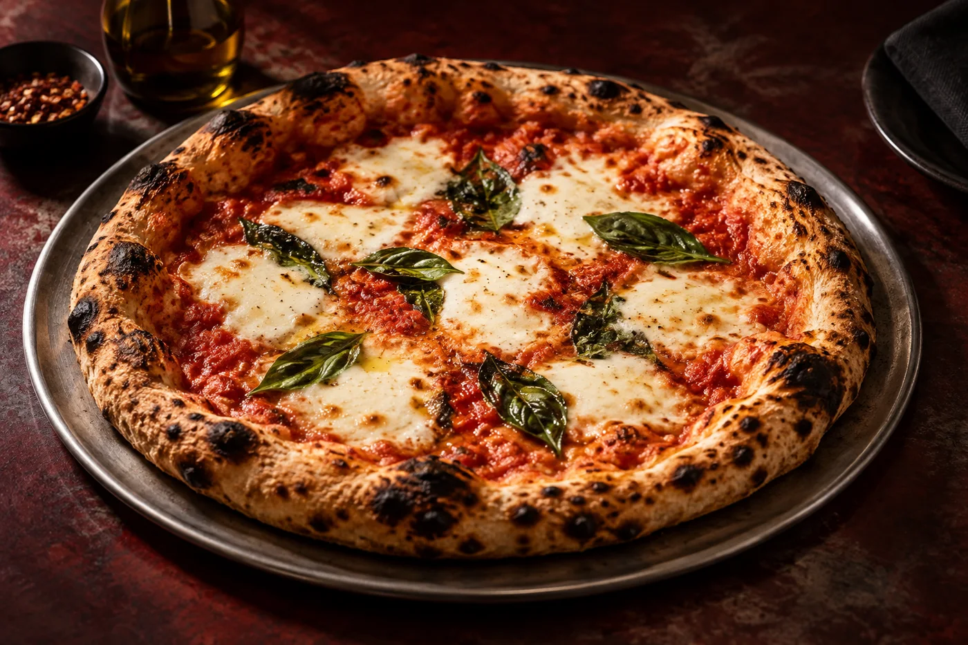 Freshly made pizza in an illustrative ordering app